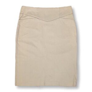Le Chateau Khaki Pencil Skirt Button Slit Pockets Stretch Vintage Y2K Neutral